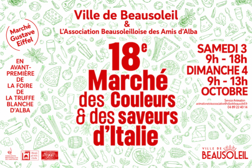 L ’ I TAL I E S’ I N VI T E À BEAUSOL E I L POUR L E 1 8 E M AR C HÉ DES COUL EURS E T SAVEURS